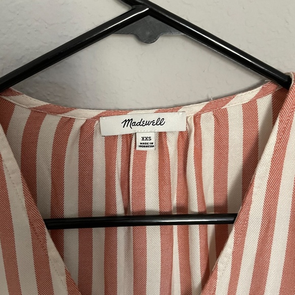 MADEWELL Striped Peplum Button Top XXS (fits S!) - Picture 6 of 9
